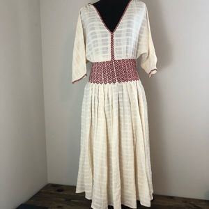 Free People | Midi Embroidered Peasant Dress